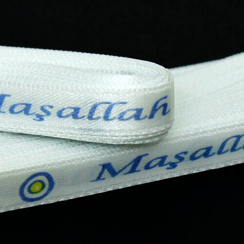 Maşallah Baskılı 1 Cm Saten Kurdele - 2