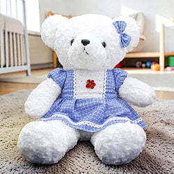 Mavi Elbiseli Kız Peluş Ayı 65 cm - 1