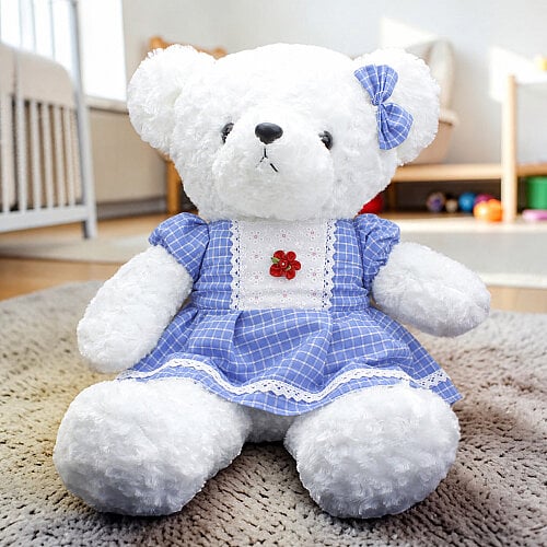 Mavi Elbiseli Kız Peluş Ayı 65 cm - Toptanalim