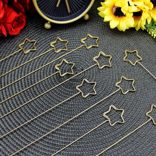 Metal Kartlık Yıldız Gold 10'lu Paket 34CM - 1