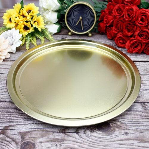 Metal Tepsi Gold Renk 28CM - 1