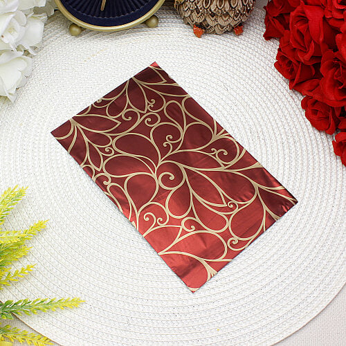 Metalize Bantlı Desenli Poşet Bordo 50’li Paket 11x12 cm - Toptanalim (1)