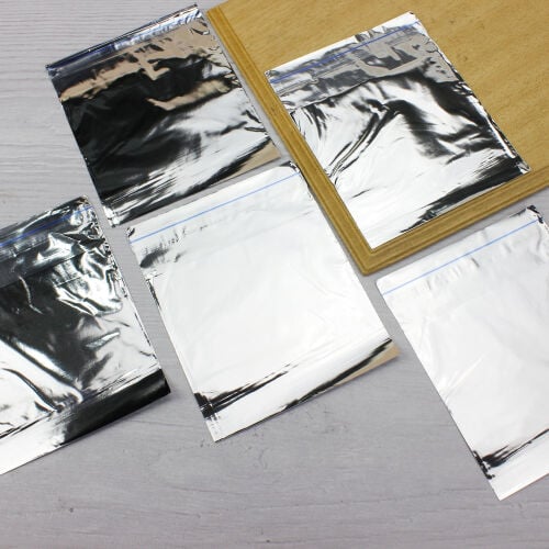 Metalize Bantlı Poşet Gri 100'lü Paket 7X9CM - 1