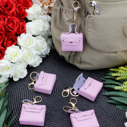 Mini Çanta Figürlü Çanta Charm Aksesuar Lila - Kare Dekor