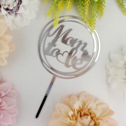 Mom To Be Yazılı Kalpli Pasta Süsü Gümüş Renk - 2
