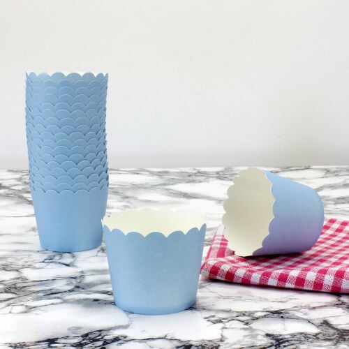 Muffin Kek Kalıbı 25'li Paket Mavi - Kare Dekor