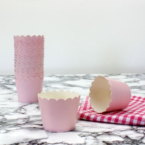 Muffin Kek Kalıbı 25'li Paket Pembe - Kare Dekor