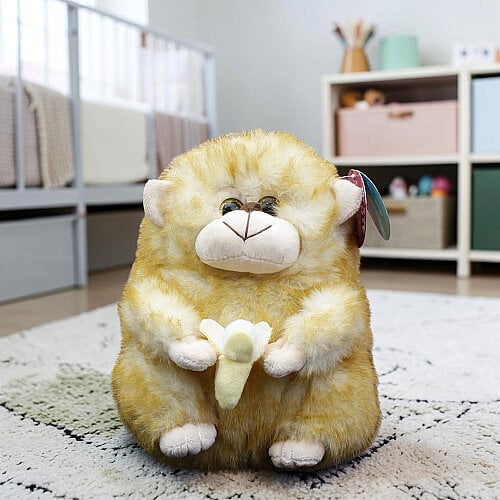 Muz Tutan Sempatik Peluş Maymun Bal Sarısı 25 cm - Toptanalim