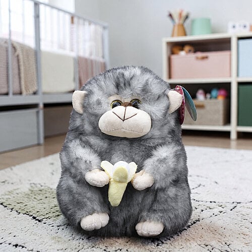 Muz Tutan Sempatik Peluş Maymun Gri 23 cm - Toptanalim