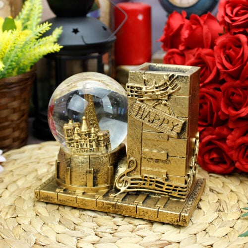 Nostaljik Happy Işıklı Big Ben Tower Kar Küresi Kalemlik - Kare Dekor