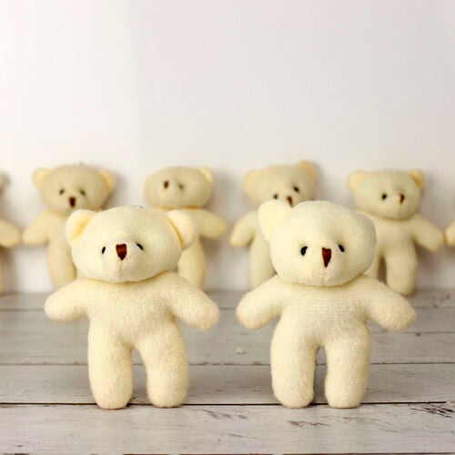 Orta Boy Peluş Ayıcık Anahtarlık Beyaz 12'li Paket - 1