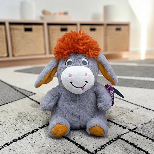 Oturan Sempatik Peluş Eşek Gri Turuncu 27 cm - Toptanalim