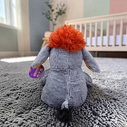 Oturan Sempatik Peluş Eşek Gri Turuncu 27 cm - 3