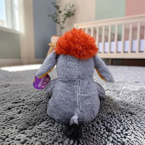  Oturan Sempatik Peluş Eşek Gri Turuncu 27 cm - 3