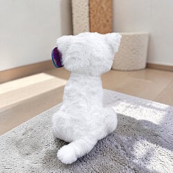 Oturan Sevimli Peluş Tekir Kedi Beyaz 27 cm - 3