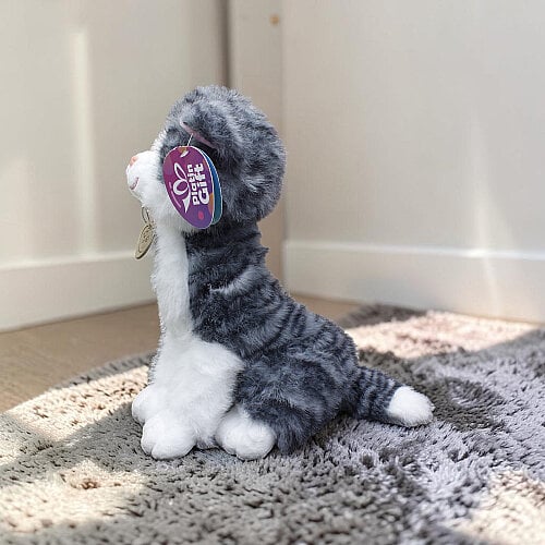  Oturan Sevimli Peluş Tekir Kedi Gri 27 cm - Toptanalim (1)