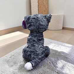  Oturan Sevimli Peluş Tekir Kedi Gri 27 cm - 3