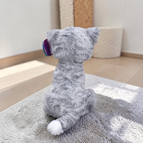 Oturan Sevimli Peluş Tekir Kedi Gümüş Gri 27 cm - 3