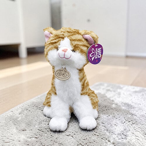 Oturan Sevimli Peluş Tekir Kedi Tarçın 27 cm - Toptanalim