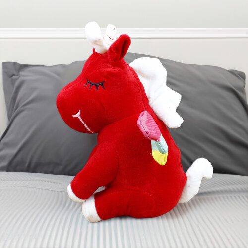 Oturan Unicorn Peluş 35 Cm Kırmızı - Toptanalim (1)