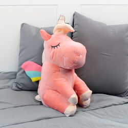 Oturan Unicorn Peluş 35CM Somon - 1