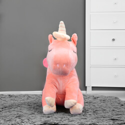 Oturan Unicorn Peluş 35CM Somon - 2