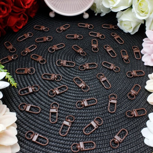 Oval Halkalı Metal Anahtarlık Klipsi Kahverengi - 1