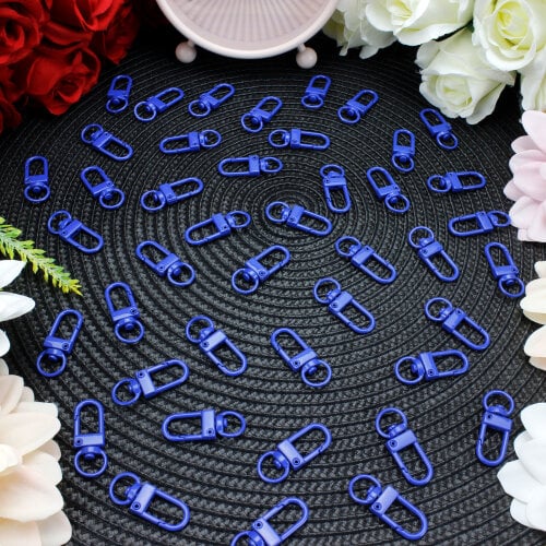 Oval Halkalı Metal Anahtarlık Klipsi Mavi - Kare Dekor