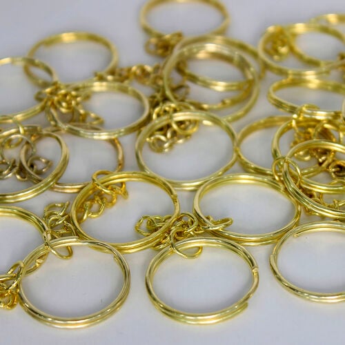 Paslanmaz Gold Zincirli Anahtarlık Halkası 50'li Paket - Toptanalim