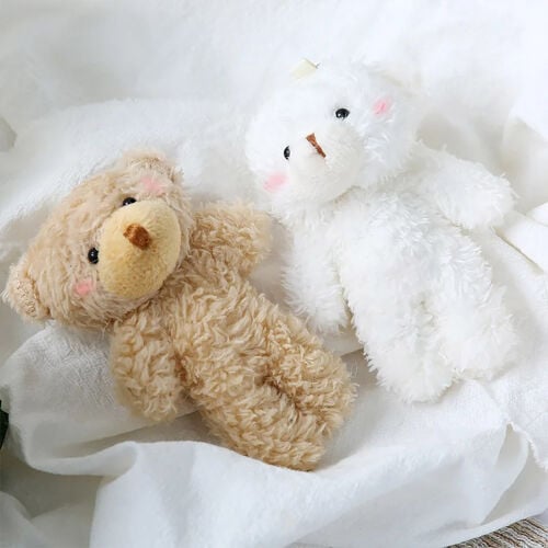 Tüylü Alyanak Peluş Ayıcık Anahtarlık 12'Li Paket Kahverengi - 1