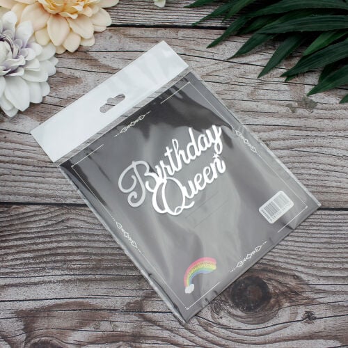 Pasta Önü Pleksi Birthday Queen Yazı Gümüş - 2