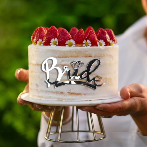 Pasta Önü Pleksi Bride Yazı Gümüş - 1