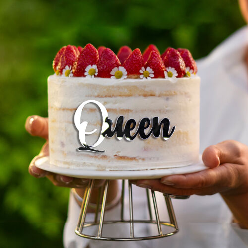 Pasta Önü Pleksi Queen Yazı Gümüş - 1