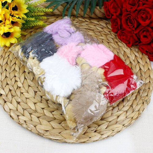 Peluş Ayıcıklı Renkli Ponpon Anahtarlık 12’li Paket - 4
