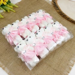 Pembe Elbiseli Gelin Strafor Buket Ayıcık 12CM 10'lu paket - 2