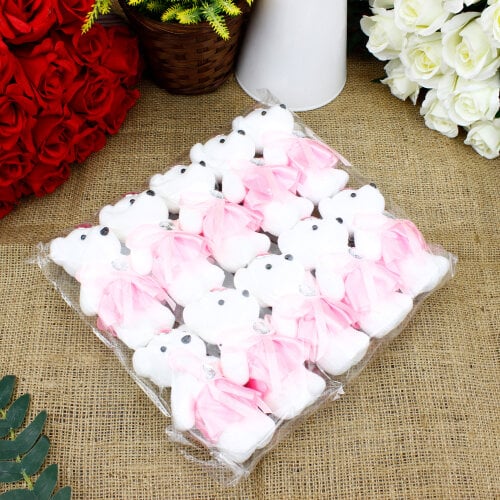 Pembe Elbiseli Gelin Strafor Buket Ayıcık 12CM 10'lu paket - Kare Dekor (1)