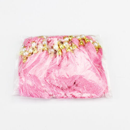 Pembe Gold Kapaklı İncili Püskül 12 CM - Kare Dekor (1)