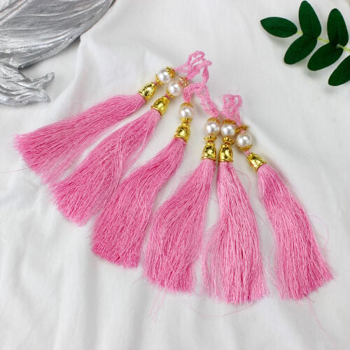Pembe Gold Kapaklı İncili Püskül 12 CM - Kare Dekor