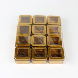 Pencereli Kare Teneke Kutu Gold 12'li Paket - 2