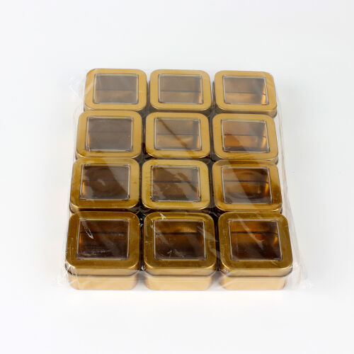 Pencereli Kare Teneke Kutu Gold 12'li Paket - 2