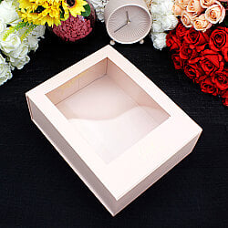 Pencereli Saplı Çiçek Taşıma Kutusu 21x27x9 cm Pembe - 3