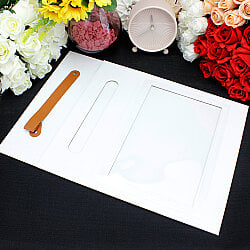 Pencereli Saplı Çiçek Taşıma Kutusu 30x24x9,5 cm Beyaz - 4