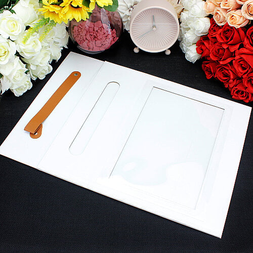 Pencereli Saplı Çiçek Taşıma Kutusu 30x24x9,5 cm Beyaz - 4