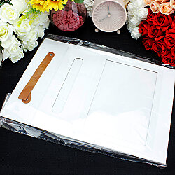 Pencereli Saplı Çiçek Taşıma Kutusu 30x24x9,5 cm Beyaz - 5