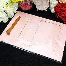 Pencereli Saplı Çiçek Taşıma Kutusu 30x24x9,5 cm Pembe - 5
