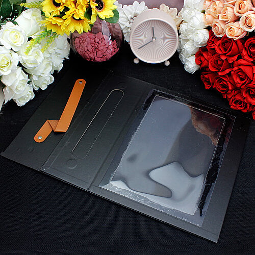 Pencereli Saplı Çiçek Taşıma Kutusu 30x24x9,5 cm Siyah - 4