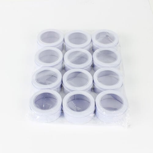 Pencereli Yuvarlak Teneke Kutu Beyaz 12'li Paket - 2