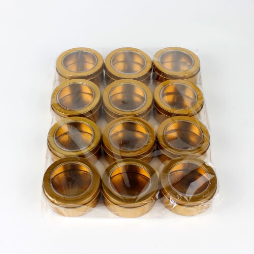 Pencereli Yuvarlak Teneke Kutu Gold 12'li Paket - 2