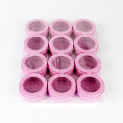 Pencereli Yuvarlak Teneke Kutu Pembe 12'li Paket - 2