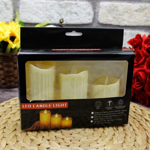 Pilli 3'lü Mum Led - 3